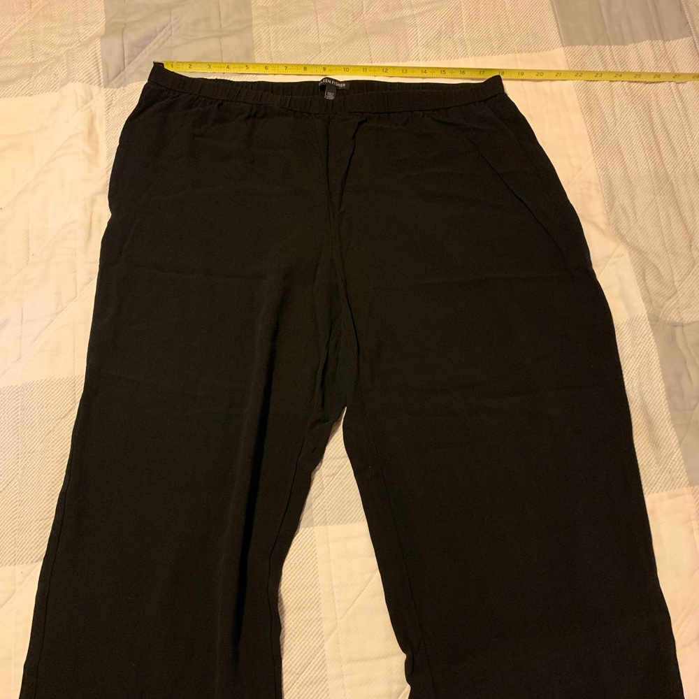 Eileen Fisher Silk Crop Black Pants Women’s Large